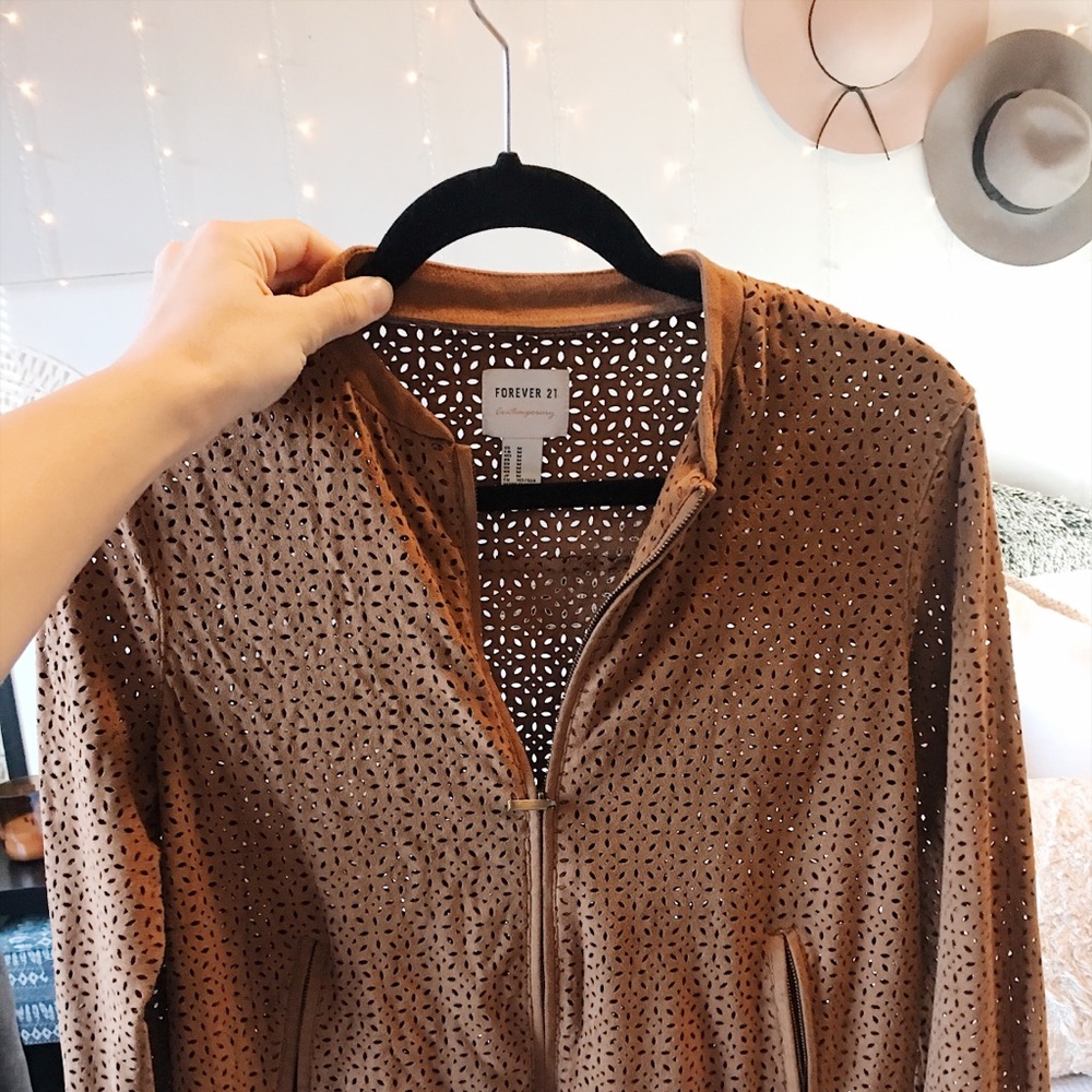 Suede zip up jacket